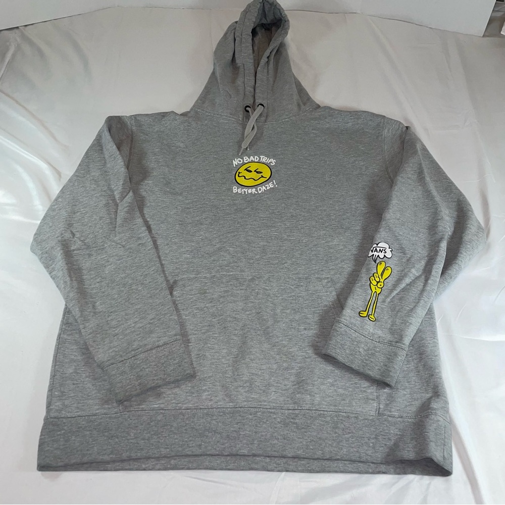 Vans Mens Large No Bad Trips Better Daze Graphic Hoodie Heather Grey‎ Pullover